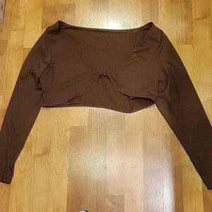Skims Swim Top Long Sleeve Shrug Brown 3X NWOT